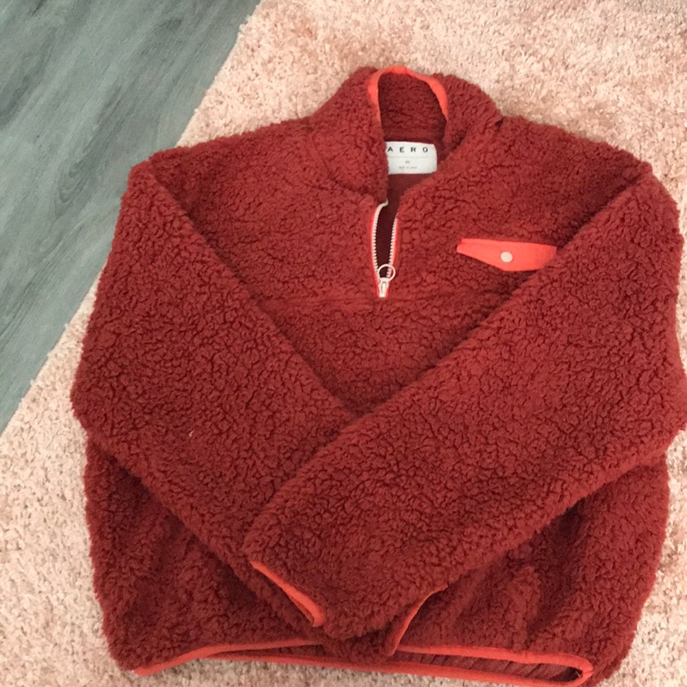 Arrow Postel red Sherpa long sleeve pull over